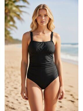 Kindred Bravely Womens One-Piece Swimsuit Black UPF 50+ Large Padded Cups NEW